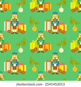 Vector - seamless pattern with christmas motives in multicolor.