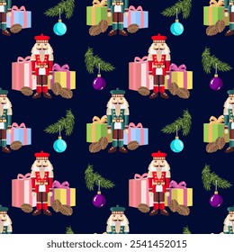 Vector - seamless pattern with christmas motives in multicolor.