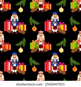 Vector - seamless pattern with christmas motives in multicolor.