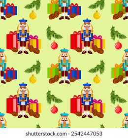 Vector - seamless pattern with christmas motives in multicolor.