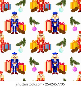 Vector - seamless pattern with christmas motives in multicolor.