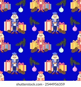 Vector - seamless pattern with christmas motives in multicolor.