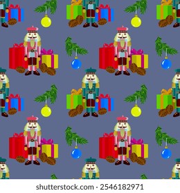 Vector - seamless pattern with christmas motives in multicolor.