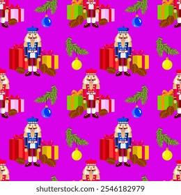 Vector - seamless pattern with christmas motives in multicolor.