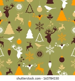 Vector seamless pattern with Christmas and New year's decoration