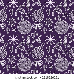 Vector seamless pattern. Christmas New Year decoration.