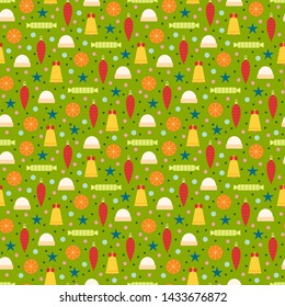 Vector seamless pattern with christmas ornament. Festive background for printing on paper, wallpaper, covers, textiles, fabrics, for decoration, decoupage, scrapbooking and other