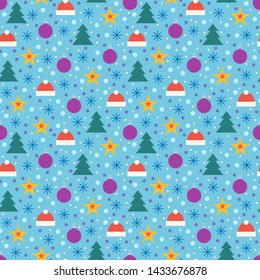 Vector seamless pattern with christmas ornament. Festive background for printing on paper, wallpaper, covers, textiles, fabrics, for decoration, decoupage, scrapbooking and other