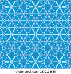 Vector seamless pattern with Christmas patterns on blue background. Merry Christmas! Happy New Year!