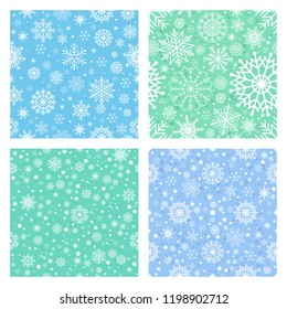 Vector seamless pattern with Christmas snowflakes and stars. Snowflake Background. Winter illustration for Christmas and New Year prints, backdrop, fabric, greeting card, wallpaper, decor, web.