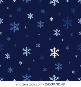 Vector seamless pattern of Christmas Stars and Snow flakes Texture. Ornamental Christmas Decorations Seamless Pattern. can be used for prints, background backdrop with snow fall landscape.