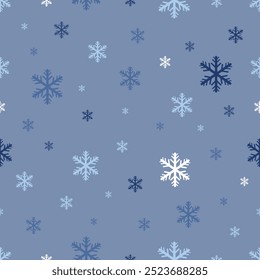 Vector seamless pattern of Christmas Stars and Snow flakes Texture. Ornamental Christmas Decorations Seamless Pattern. can be used for prints, background backdrop with snow fall landscape.