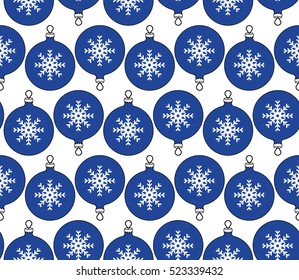 Vector. Seamless pattern with Christmas toys. Endless funny illustration for decoration, design. Template for  textile, backgrounds, wrappers, package