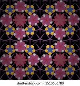 Vector seamless pattern in Christmas traditional colors. Can be used for digital paper, textile print, page fill or wrapping. Abstract purple, black and pink geometric ornament.