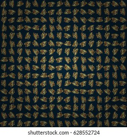 Vector seamless pattern in Christmas traditional colors. Abstract blue background with golden geometric ornament. Can be used for digital paper, textile print, page fill.