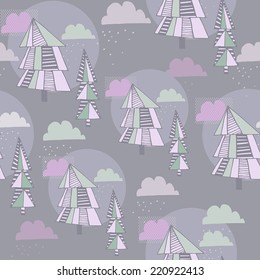 Vector seamless pattern of christmas tree, Vector illustration.