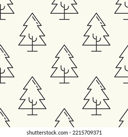 Vector seamless pattern of Christmas tree on light beige background for sites, wrapping, postcards, web sites etc. Merry Christmas and Happy New Year concept