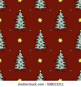 Vector seamless pattern with Christmas tree for Christmas holidays and New Year 2017. Vector illustration for Merry Christmas and Happy New Year print design.