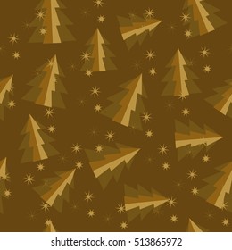 vector seamless pattern of christmas tree with snow flakes