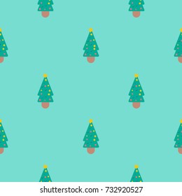 Vector Seamless Pattern with Christmas Tree, Holiday Decor Background, Seamless Tree Pattern