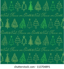 Vector seamless pattern of christmas trees & words