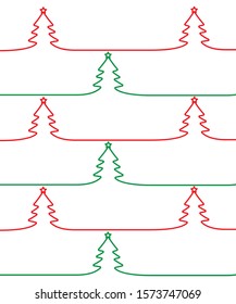Vector seamless pattern with Christmas trees. red and green lines design on white background. Christmas and New Year wrapper design.