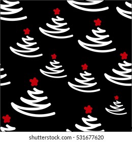Vector seamless pattern with Christmas trees and star