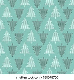 Vector seamless pattern with Christmas trees. New year background, pattern.