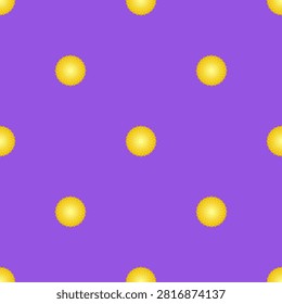 Vector seamless pattern with Chrysanthemum on violet background. Beautiful flower with yellow petals. Chrysanths are designed in flat minimalist style with simplified shapes