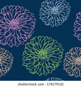Vector seamless pattern with chrysanthemums