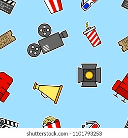 Vector seamless pattern of cinema theme