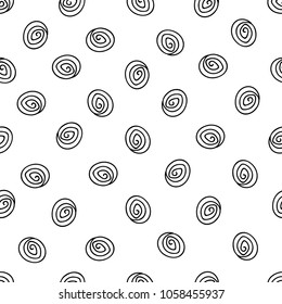 vector Seamless pattern circle  hand drawing doodle style isolated on white background