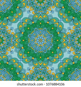 Vector Seamless Pattern with circle ornament in oriental style
