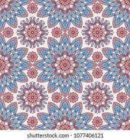 Vector Seamless Pattern with circle ornament in oriental style