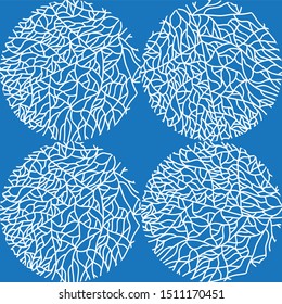 Vector seamless pattern with circle white snowflakes on blue isolated background. Winter background for wallpaper, fabric, prints, cards, packaging. 