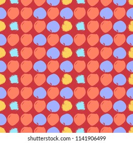 Vector seamless pattern with circles brush strokes. Colorful doodle. Grunge background. Abstract hand drawn print design.