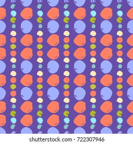 Vector seamless pattern with circles brush strokes. Colorful doodle background. Abstract hand drawn design. Good for web, print and wrapping paper.