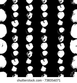 Vector seamless pattern with circles brush strokes. Black and white doodle. Grungy background. Abstract hand drawn illustration.