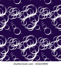 Vector seamless pattern with circles and bubbles. Blue abstract background.