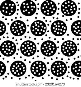 Vector of seamless pattern with circles and dots.Black and white polka dot