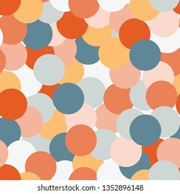 Vector seamless pattern with circles or ovals in light pastel colors. Modern background with simple geometric shapes
