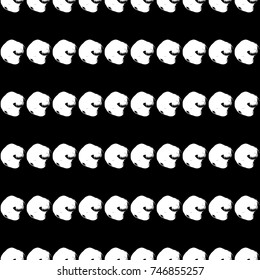Vector seamless pattern with circles. White brush strokes on black background. Abstract hand drawn illustration.