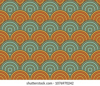 Vector seamless pattern circlesin green and brown colors.