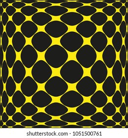 Vector seamless pattern with circular convex mesh texture.Modern stylish texture.Black and yellow