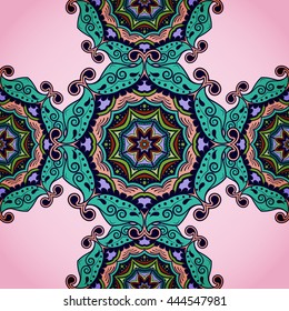Vector seamless pattern with circular oriental ornament
