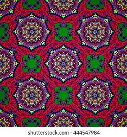 Vector seamless pattern with circular oriental ornament