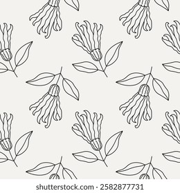 Vector seamless pattern with Citrons palmate fruits. Hand drawn repeating background with South African plants Buddha's Hand for wrapping, logo, label, design. Food, Chinese oriental symbol, medical