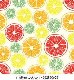 Vector seamless pattern with citrus fruit