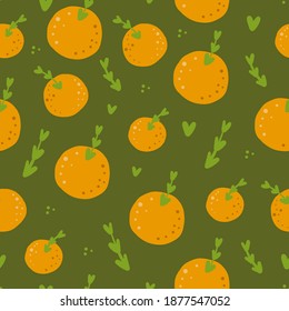 Patrón vectorial sin fisuras con cítricos sobre fondo verde