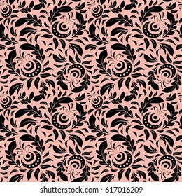 Vector seamless pattern. Classical luxury old fashioned ornament, royal victorian seamless texture for wallpapers, textile, wrapping. Exquisite doodle baroque template in beige and black colors.